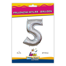 40" Number 5 Silver bag of 1pc