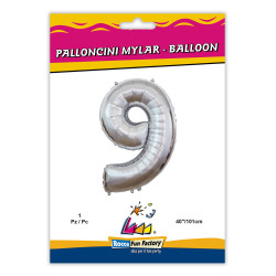 40" Number 9 Silver bag of 1pc