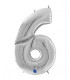 Mylar Number 6 Silver Giga 64" - 163cm 1pc