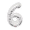 Mylar Number 6 Silver Helium Saver 34"/87 cm 1pc