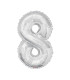 Mylar Number 8 Silver Helium Saver 34"/87 cm 1pc
