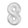 Mylar Number 8 Silver Helium Saver 34"/87 cm 1pc