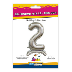 30" Standing Number 2 Silver bag of 1pc