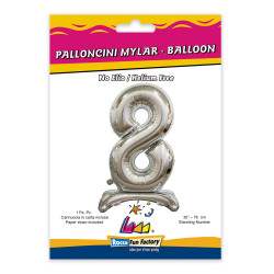 30" Standing Number 8 Silver bag of 1pc