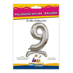 30" Standing Number 9 Silver bag of 1pc