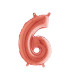 Mylar Rosa Gold miniloons number 6 (35cm) - pack 5 pcs.
