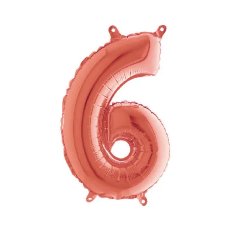 Mylar Rosa Gold miniloons number 6 (35cm) - pack 5 pcs.
