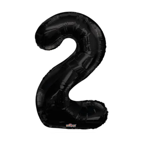 Mylar Number 2 Black Helium Saver 34"/87 cm 1pc
