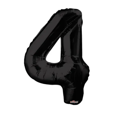 Mylar Number 4 Black Helium Saver 34"/87 cm 1pc