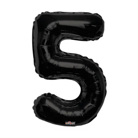 Mylar Number 5 Black Helium Saver 34"/87 cm 1pc