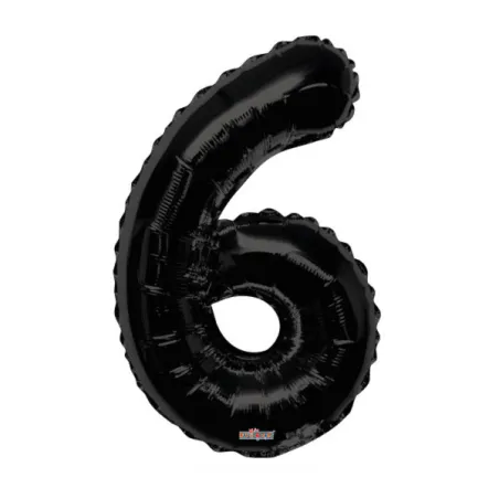 Mylar Number 6 Black Helium Saver 34"/87 cm 1pc