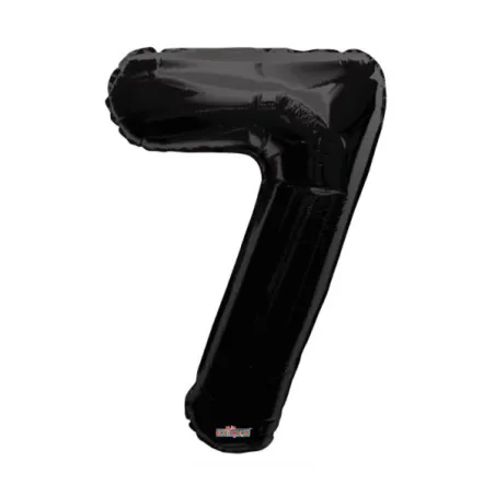 Mylar Number 7 Black - Save Helium 34"/87 cm 1pc