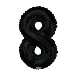 Mylar Number 8 Black Helium Saver 34"/87 cm 1pc
