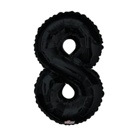 Mylar Number 8 Black Helium Saver 34"/87 cm 1pc