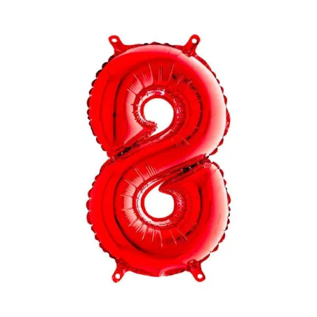 Mylar Red miniloons number 8 (35cm) - pack 5 pcs.