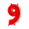 Mylar Red miniloons number 9 (35cm) - pack 5 pcs.