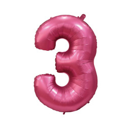 40" Number 3 Satin Pomegranate bag of 1pc