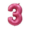 40" Number 3 Satin Pomegranate bag of 1pc