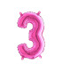 Mylar Fuchsia miniloons number 3 (35cm) - pack 5 pcs.