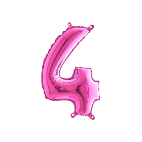 Mylar Fuchsia miniloons number 4 (35cm) - pack 5 pcs.