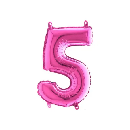 Mylar Fuchsia miniloons number 5 (35cm) - pack 5 pcs.