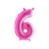 Mylar Fuchsia miniloons number 6 (35cm) - pack 5 pcs.