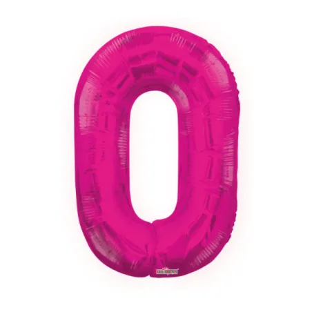 Mylar Number 0 Fuchsia Helium Saver 34"/87 cm 1pc