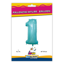 Mylar Number 1 Light Blue Mega 40" - 101cm 1pc