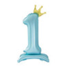 Mylar Number 1 Light Blue Mega 40" Standing Golden Crown 1pc