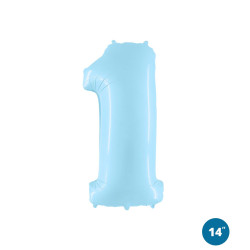 14" Number 1 Light Blue bag of 1pc
