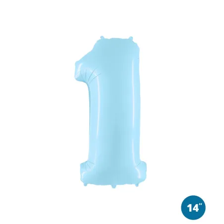 14" Number 1 Light Blue bag of 1pc