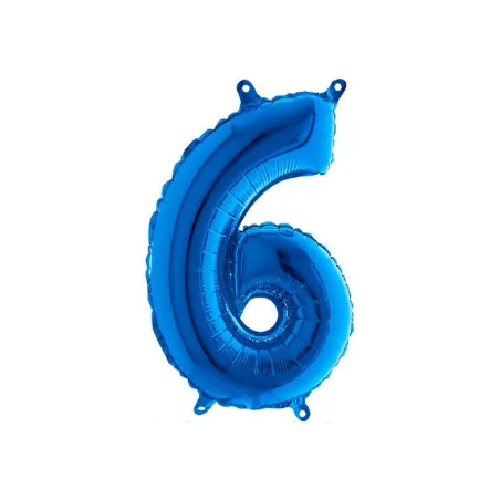Mylar Blue miniloons number 6 (35cm) - pack 5 pcs.