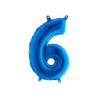 Mylar Blue miniloons number 6 (35cm) - pack 5 pcs.
