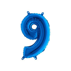Mylar Blue miniloons number 9 (35cm) - pack 5 pcs.