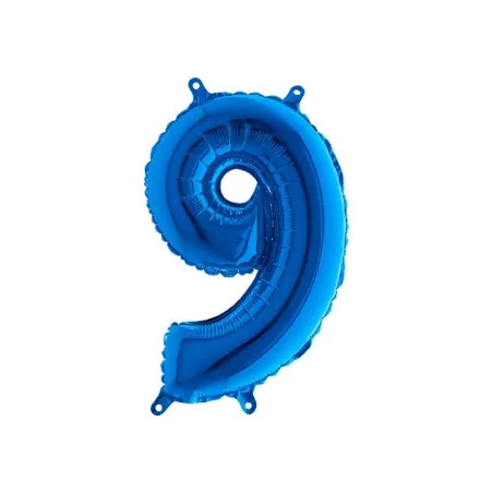 Mylar Blue miniloons number 9 (35cm) - pack 5 pcs.