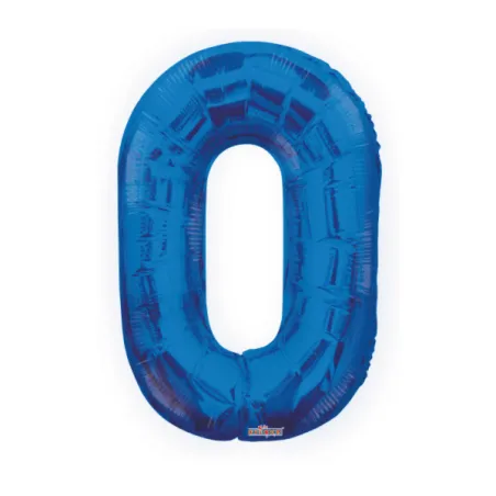 Mylar Number 0 Blue Helium Saver 34"/87 cm 1pc