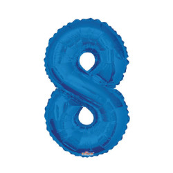 Mylar Number 8 Blue Helium Saver 34"/87 cm 1pc