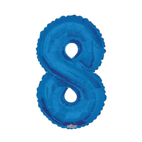 Mylar Number 8 Blue Helium Saver 34"/87 cm 1pc