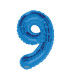 Mylar Number 9 Blue Helium Saver 34"/87 cm 1pc