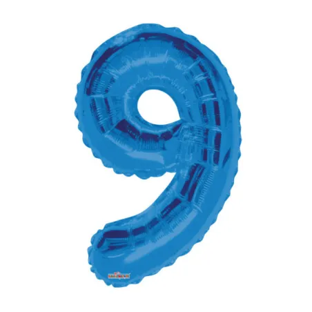 Mylar Number 9 Blue Helium Saver 34"/87 cm 1pc