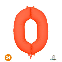 34" Number 0 Slim Orange Neon bag of 1pc