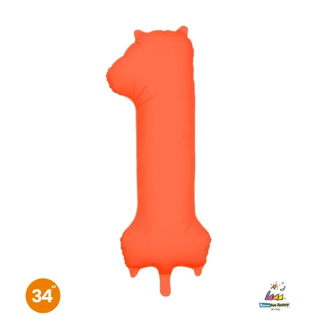 34" Number 1 Slim Orange Neon bag of 1pc