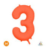 34" Number 3 Slim Orange Neon bag of 1pc