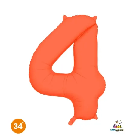 34" Number 4 Slim Orange Neon bag of 1pc