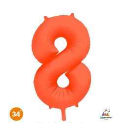34" Number 8 Slim Orange Neon bag of 1pc