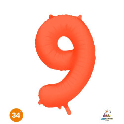 34" Number 9 Slim Orange Neon bag of 1pc