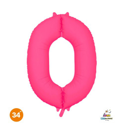 34" Number 0 Slim Neon Fuchsia bag of 1pc
