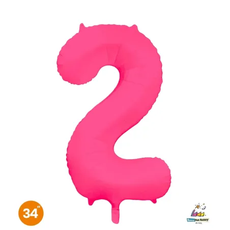 34" Number 2 Slim Neon Fuchsia bag of 1pc