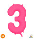 34" Number 3 Slim Neon Fuchsia bag of 1pc