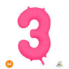 34" Number 3 Slim Neon Fuchsia bag of 1pc